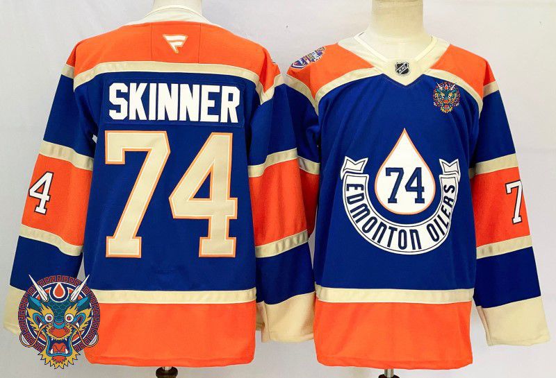 Men Edmonton Oilers #74 Skinner Blue Fanatics 2025 NHL Jersey style 4